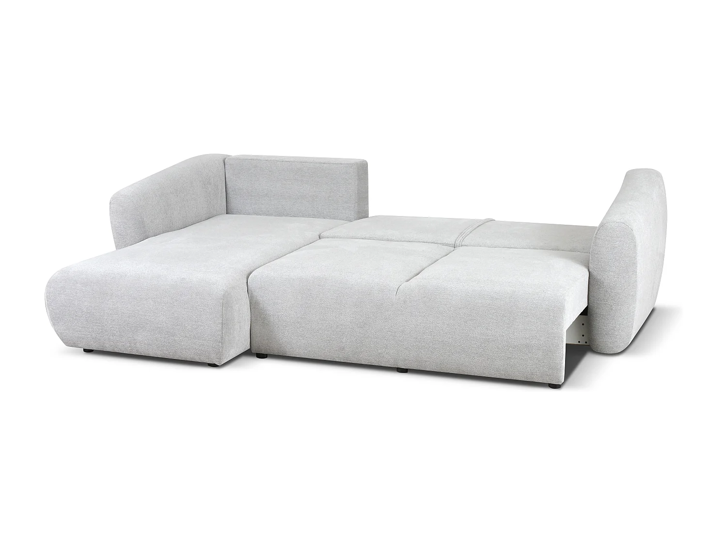 DALLAS – Ecksofa mit Schlaffunktion links 255x165 cm, Stoff Raven 06 hellgrau