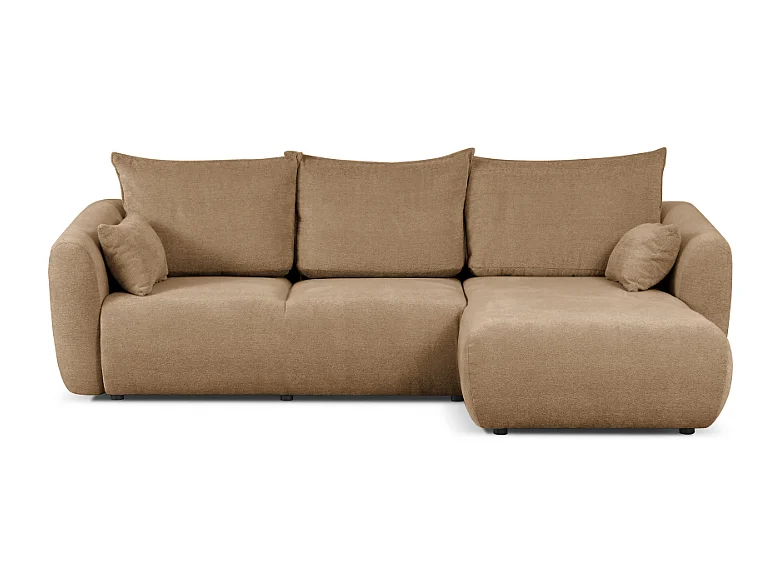 DALLAS – Canapé d’angle convertible droit 255x165 cm, tissu Raven  34 marron clair