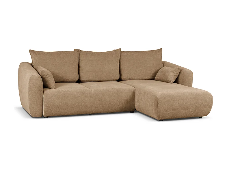 DALLAS – Ecksofa mit Schlaffunktion rechts 255x165 cm, Stoff Raven  34 hellbarun