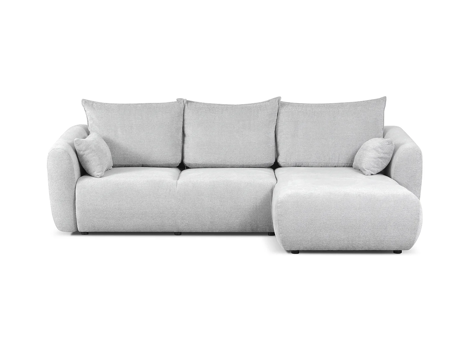 DALLAS – Hoekbank met slaapfunctie rechts 255x165 cm, stof Raven 06 lichtgrijs