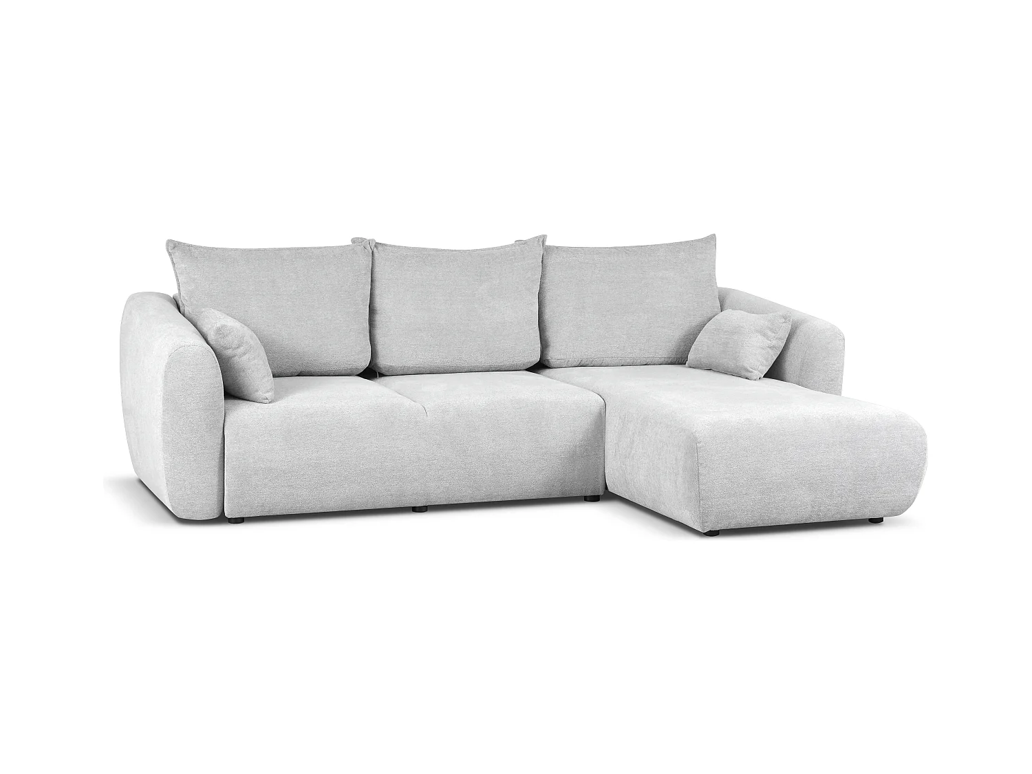 DALLAS – Hoekbank met slaapfunctie rechts 255x165 cm, stof Raven 06 lichtgrijs