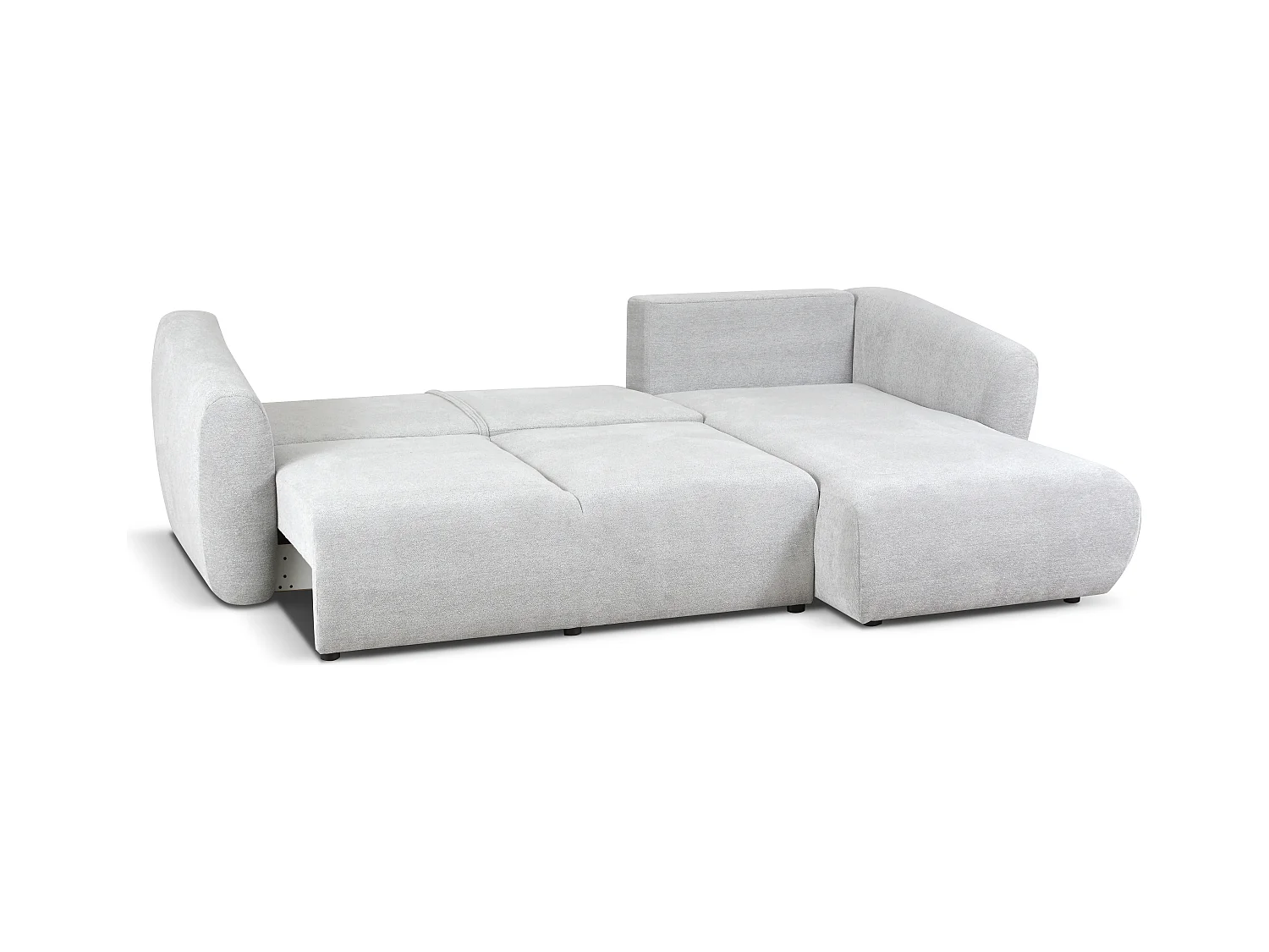 DALLAS – Hoekbank met slaapfunctie rechts 255x165 cm, stof Raven 06 lichtgrijs