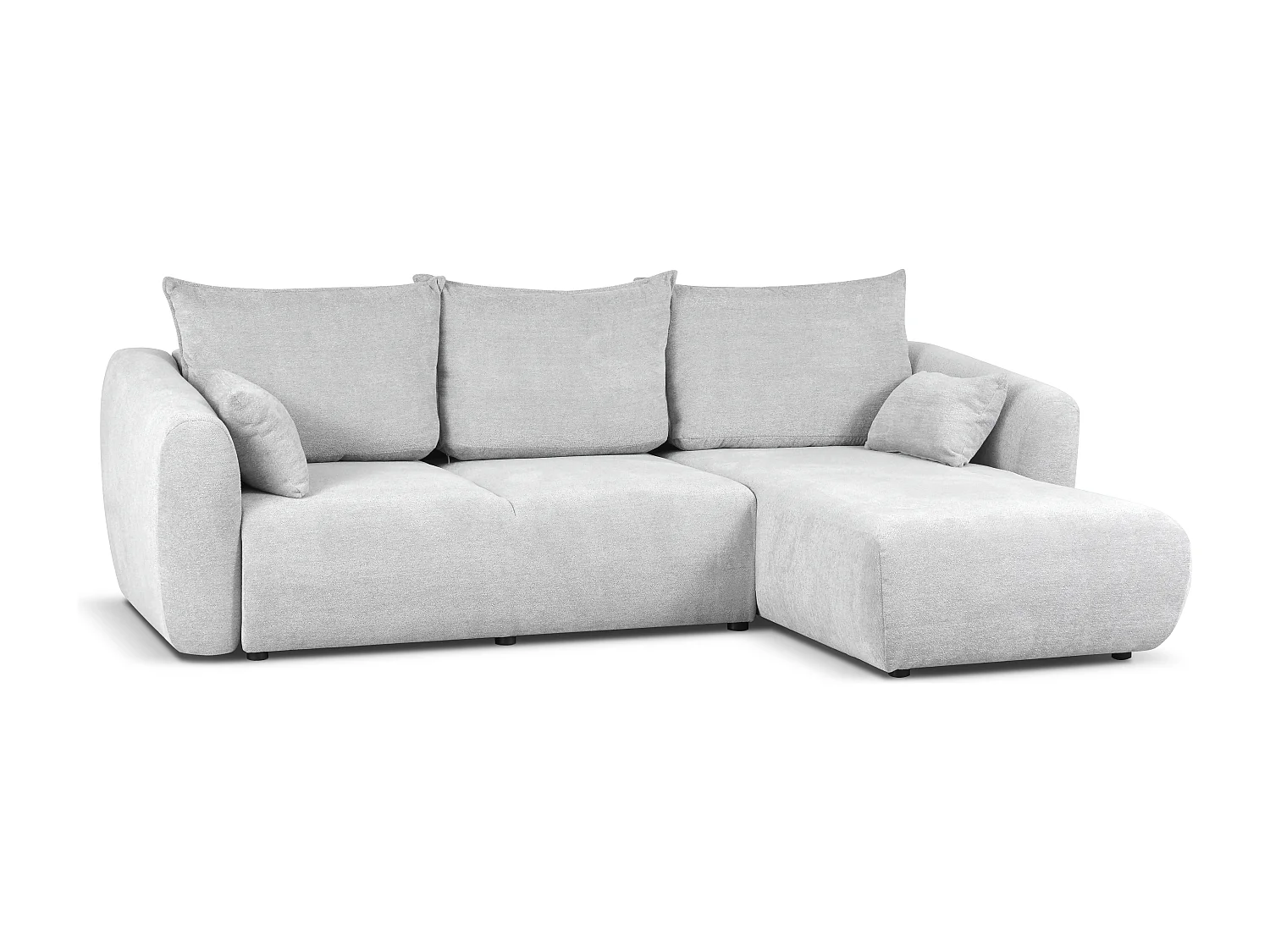 DALLAS – Ecksofa mit Schlaffunktion rechts 255x165 cm, Stoff Raven 06 hellgrau