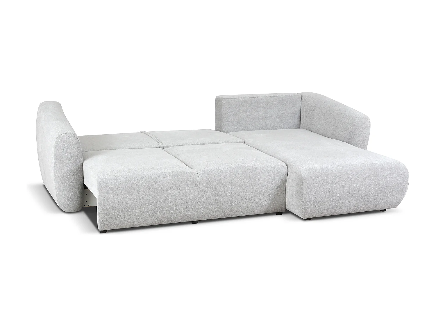 DALLAS – Ecksofa mit Schlaffunktion rechts 255x165 cm, Stoff Raven 06 hellgrau