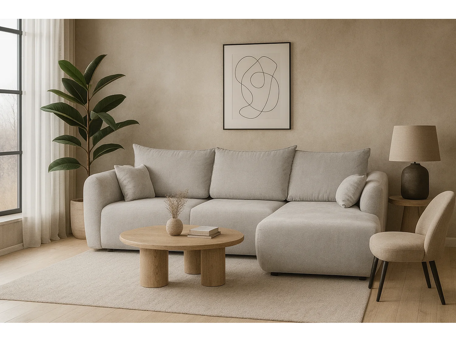 DALLAS – Ecksofa mit Schlaffunktion rechts 255x165 cm, Stoff Raven 06 hellgrau
