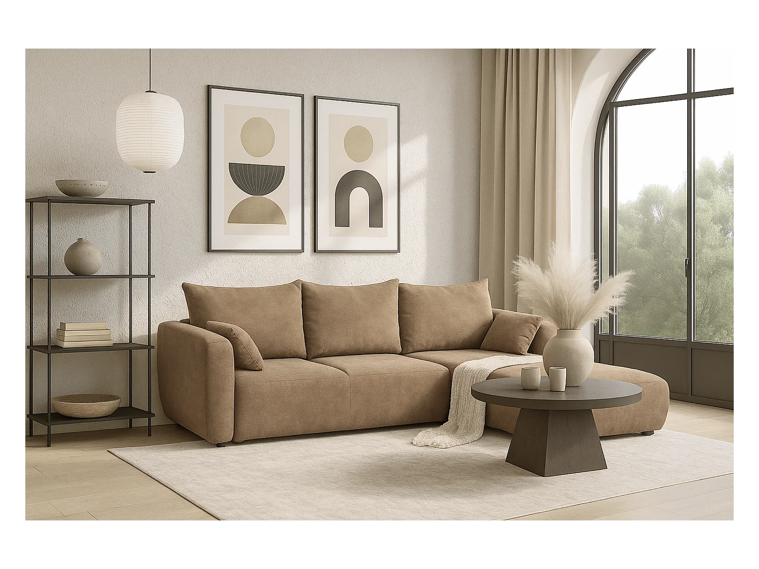 DALLAS – narożnik rozkładany prawy 255x165 cm, Raven 30 beżowa