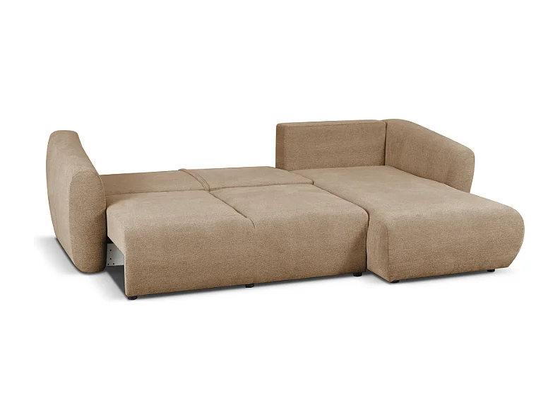 DALLAS – Canapé d’angle convertible droit 255x165 cm, tissu Raven  30 beige