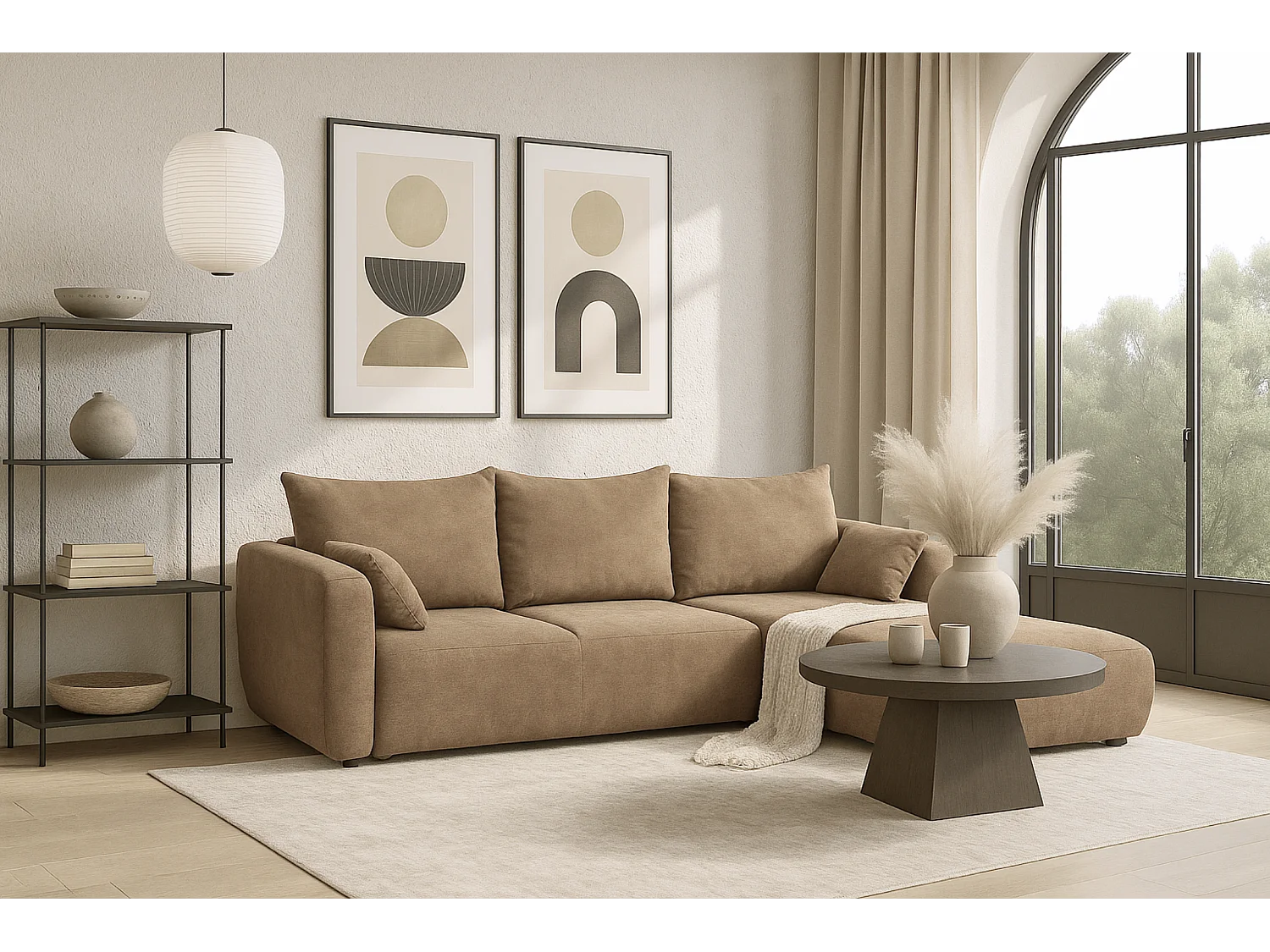 DALLAS – narożnik rozkładany prawy 255x165 cm, Raven 30 beżowa