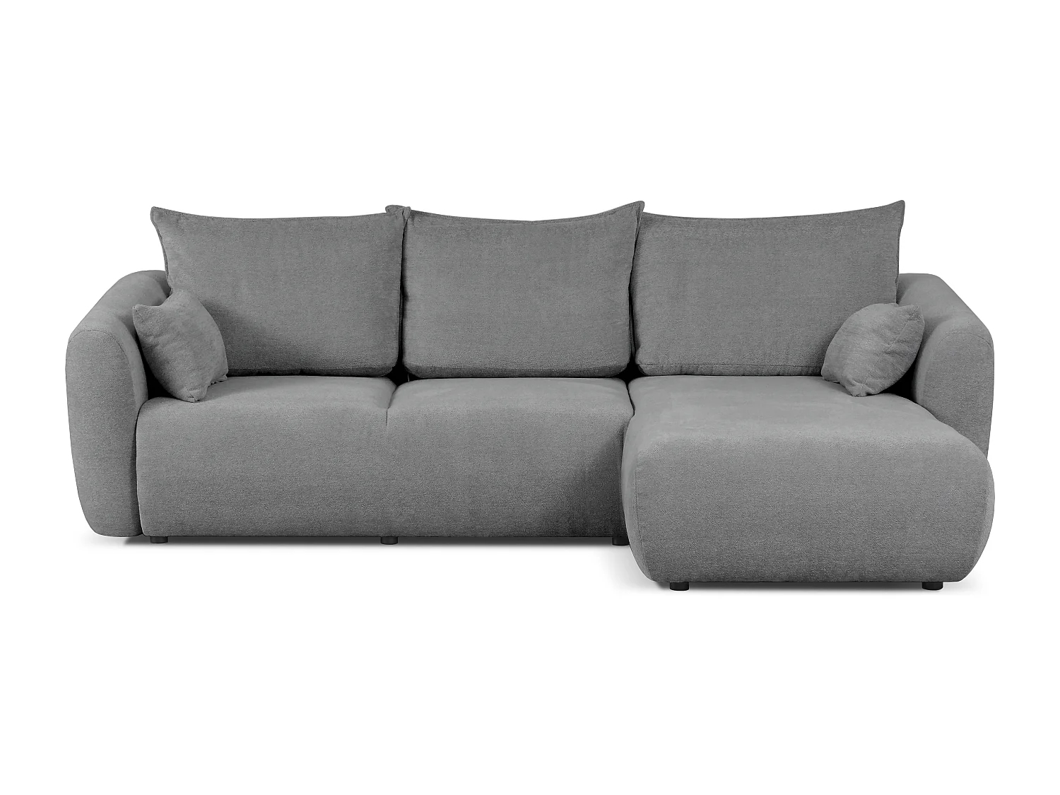 DALLAS – Canapé d’angle convertible droit 255x165 cm, tissu Raven 07 gris