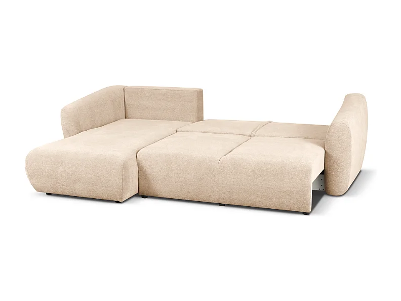 DALLAS – Canapé d’angle convertible gauche 255x165 cm, tissu Raven 24 créme