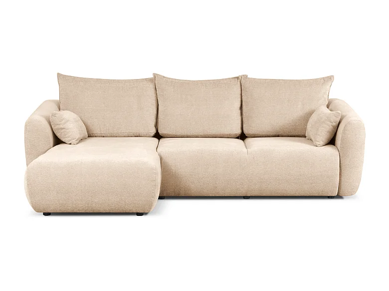 DALLAS – Hoekbank met slaapfunctie links 255x165 cm, stof Raven 24 créme