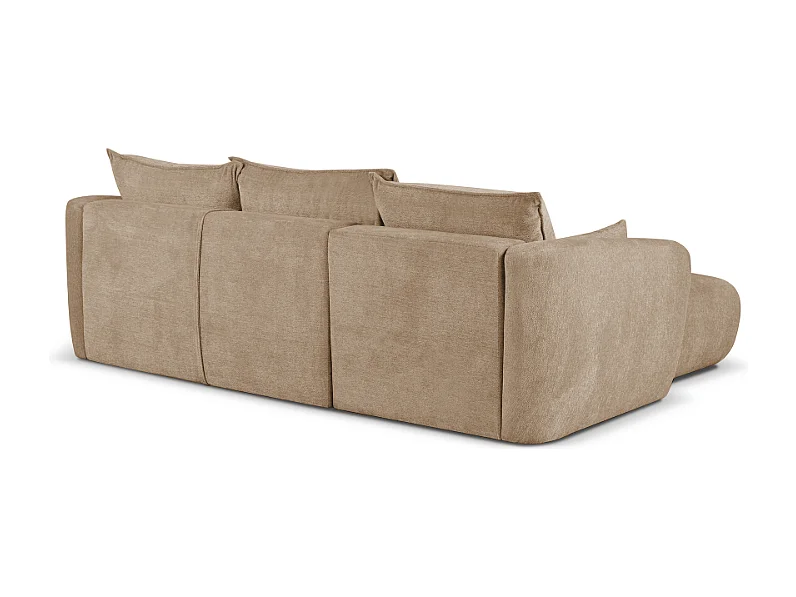 DALLAS – Canapé d’angle convertible gauche 255x165 cm, tissu Raven 30 beige
