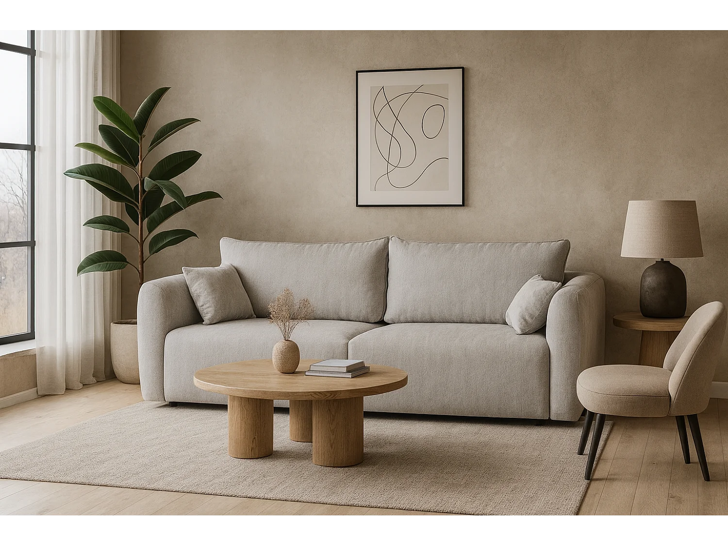 DALLAS – sofa 3-osobowa z funkcją spania 140x196 cm, tkanina Raven 06 jasnoszary