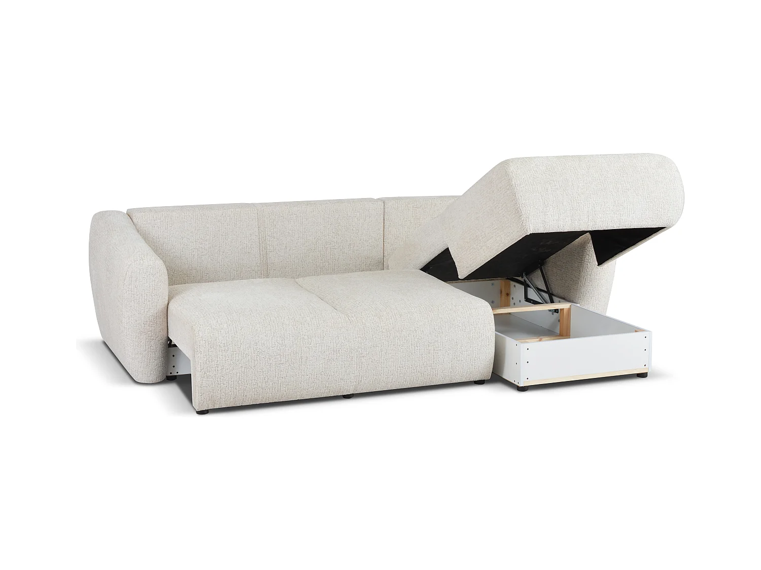 DALLAS – narożnik rozkładany prawy 255x165 cm, Bello 5 kremowa