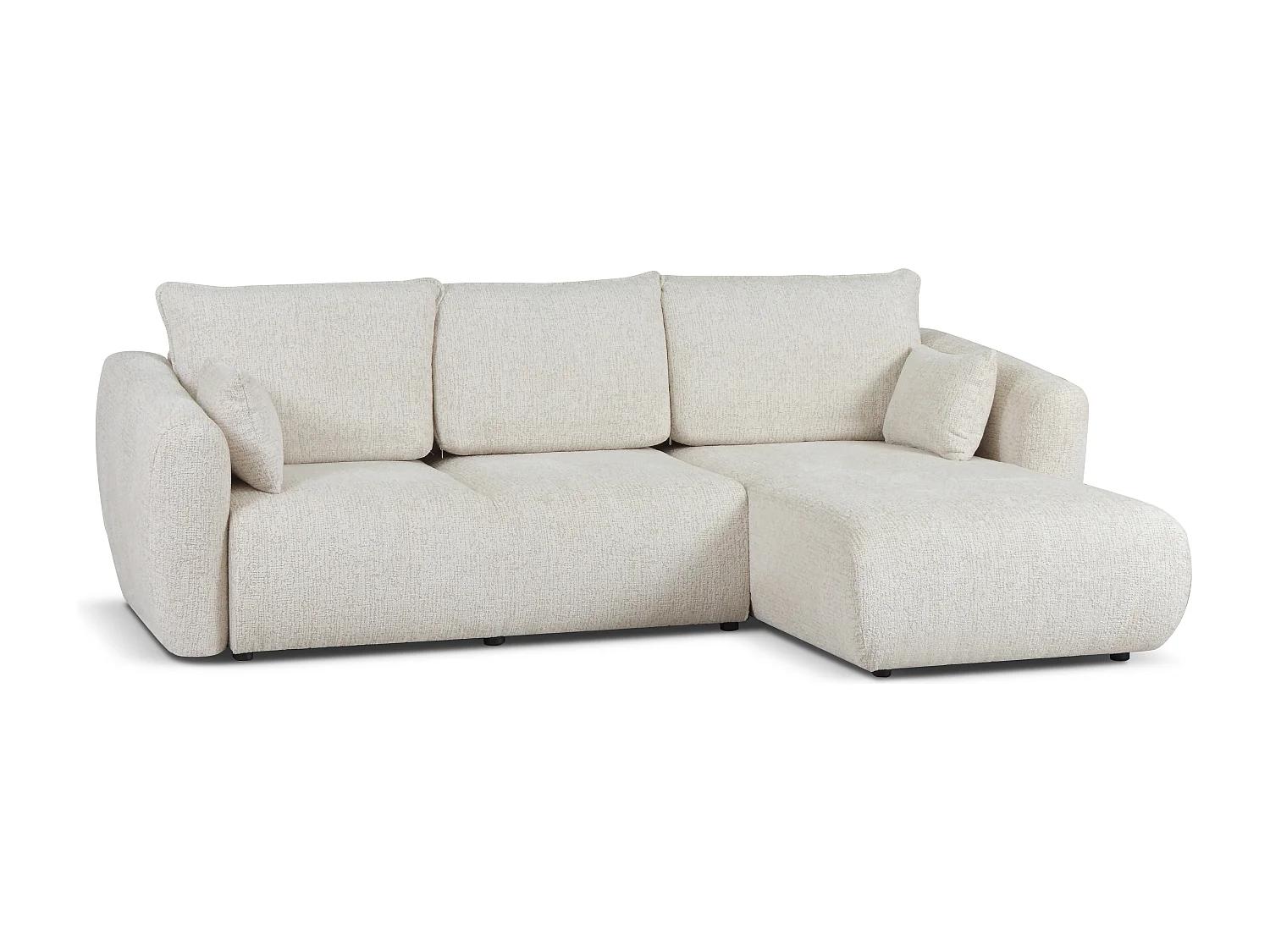 DALLAS – Canapé d’angle convertible droit 255x165 cm, tissu Bello 5 crème