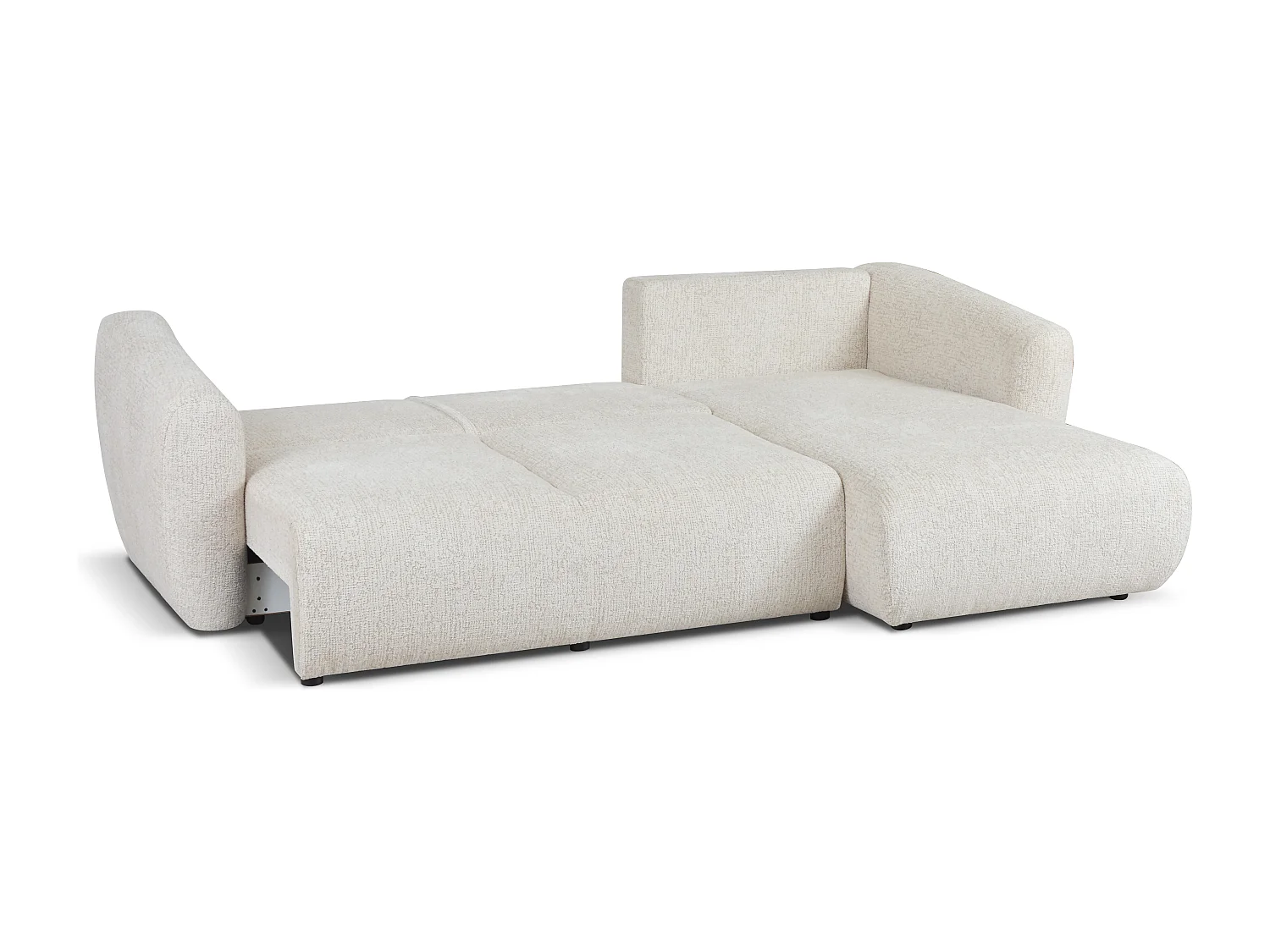 DALLAS – Canapé d’angle convertible droit 255x165 cm, tissu Bello 5 crème