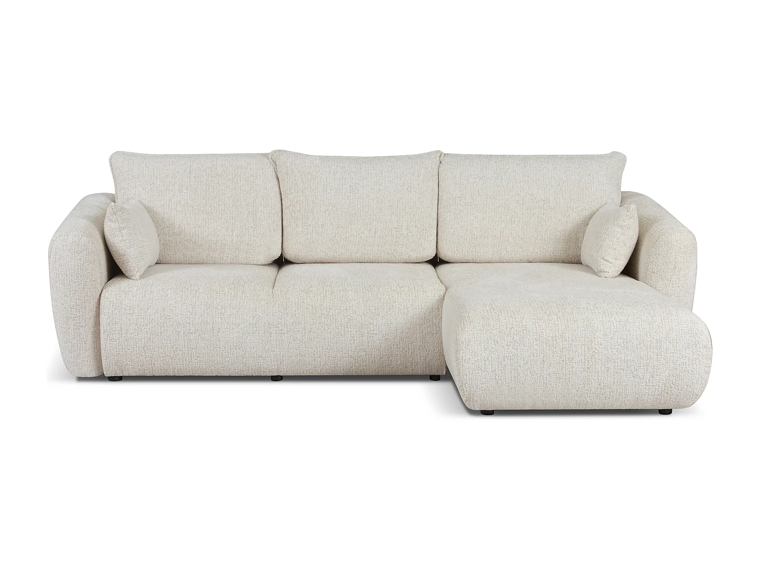 DALLAS – Canapé d’angle convertible droit 255x165 cm, tissu Bello 5 crème