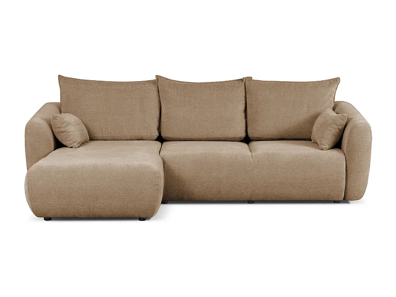 DALLAS – Canapé d’angle convertible gauche 255x165 cm, tissu Raven 34 marron clair