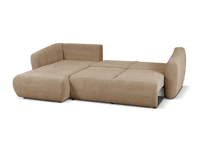 DALLAS – Canapé d’angle convertible gauche 255x165 cm, tissu Raven 34 marron clair