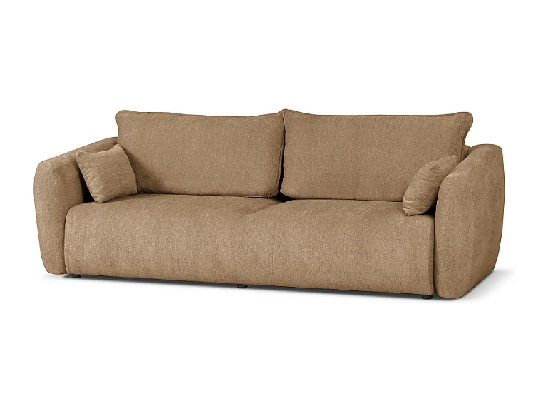 DALLAS – Canapé 3 places convertible 238x90 cm, couchage 140x196 cm, tissu Raven 34 marron clair