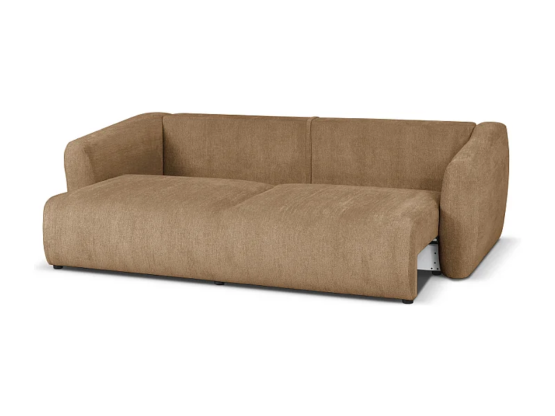 DALLAS – Canapé 3 places convertible 238x90 cm, couchage 140x196 cm, tissu Raven 34 marron clair