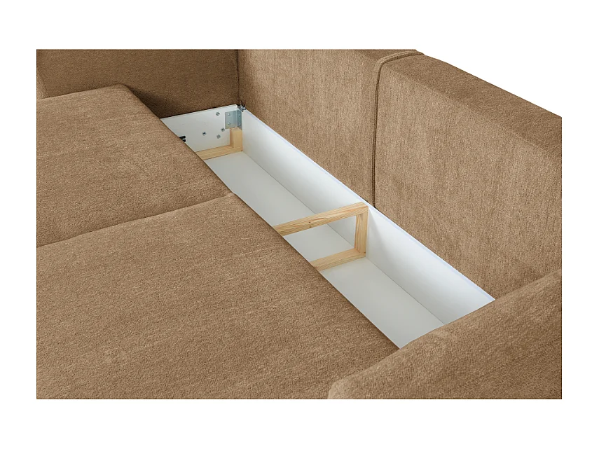 DALLAS – Canapé 3 places convertible 238x90 cm, couchage 140x196 cm, tissu Raven 34 marron clair