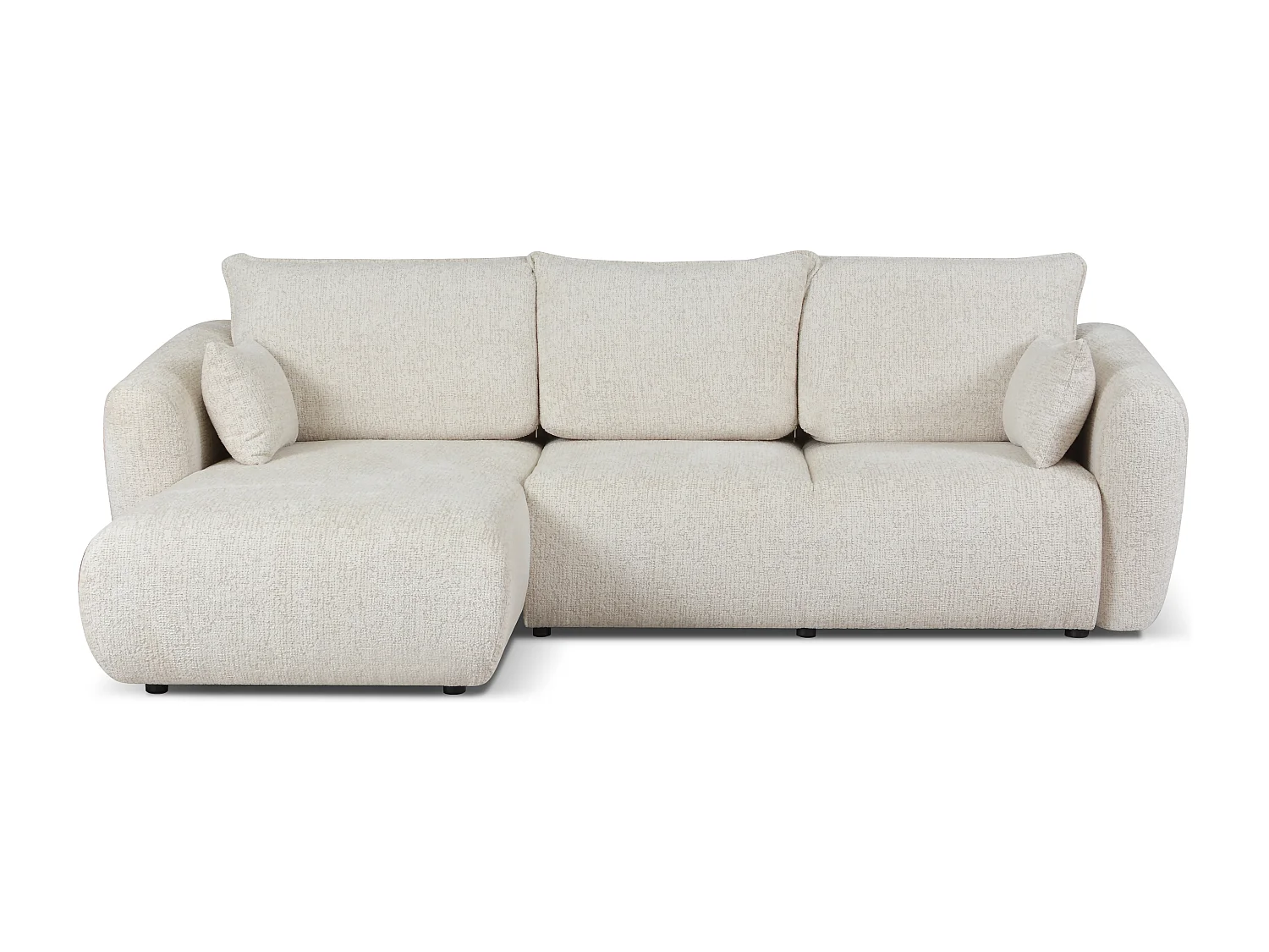 DALLAS – Canapé d’angle convertible gauche 255x165 cm, tissu Bello 5 crème