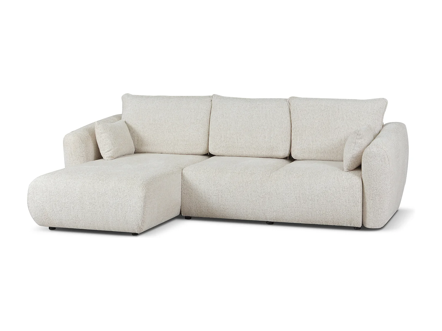 DALLAS – Canapé d’angle convertible gauche 255x165 cm, tissu Bello 5 crème