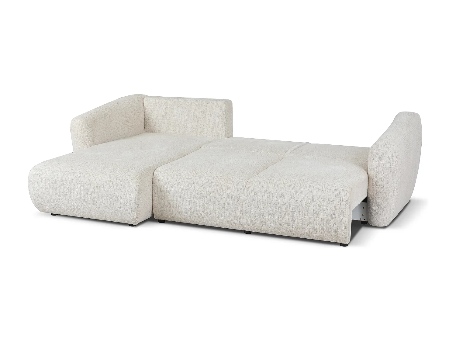 DALLAS – Canapé d’angle convertible gauche 255x165 cm, tissu Bello 5 crème