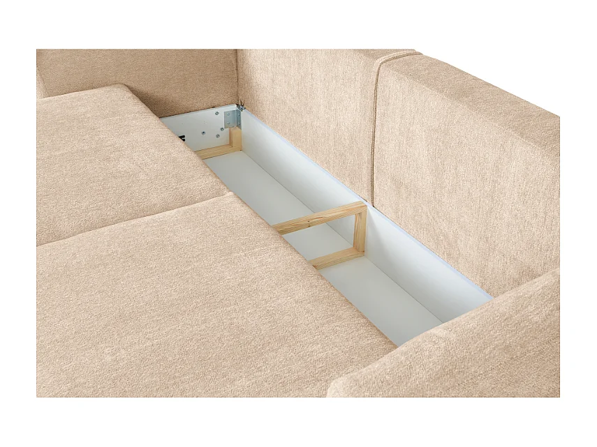 DALLAS – Canapé 3 places convertible 238x90 cm, couchage 140x196 cm, tissu Raven  24 créme