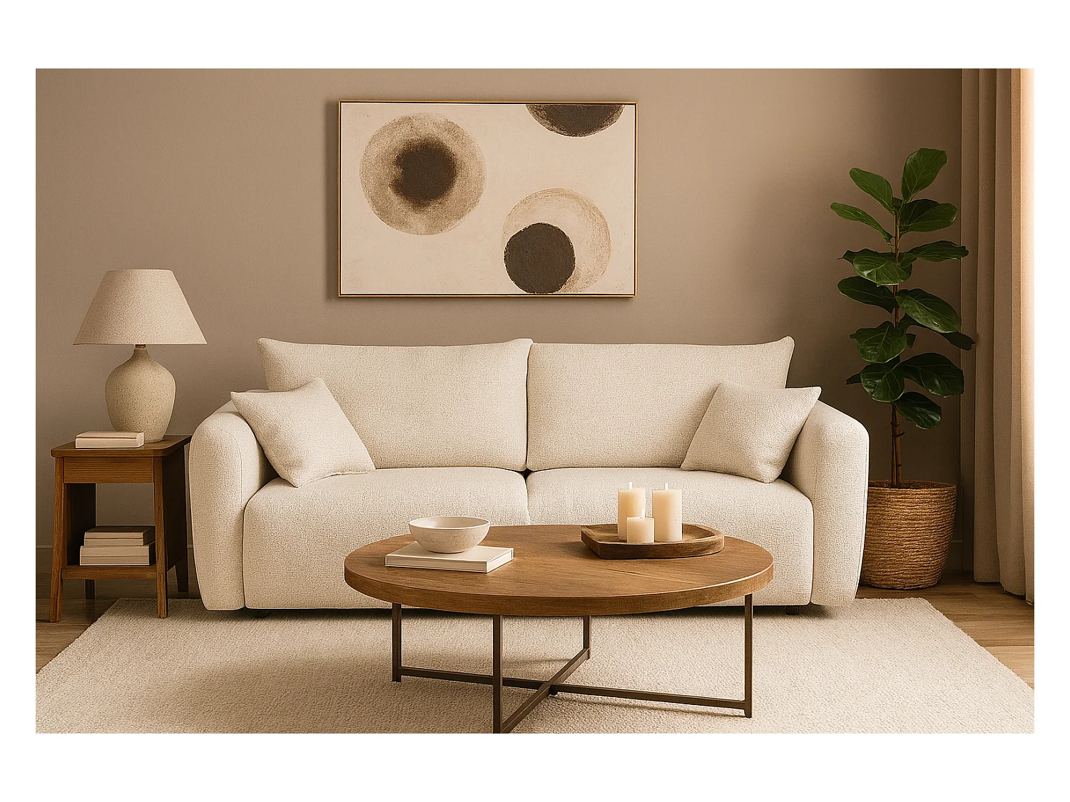 DALLAS – sofa 3-osobowa z funkcją spania 140x196 cm, tkanina  Bello 5 kremowa