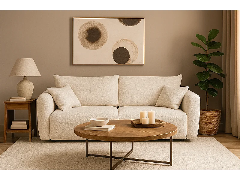 DALLAS – 3-Sitzer Schlafsofa 238x90 cm, Liegefläche 140x196 cm, Stoff Bello 5 creme