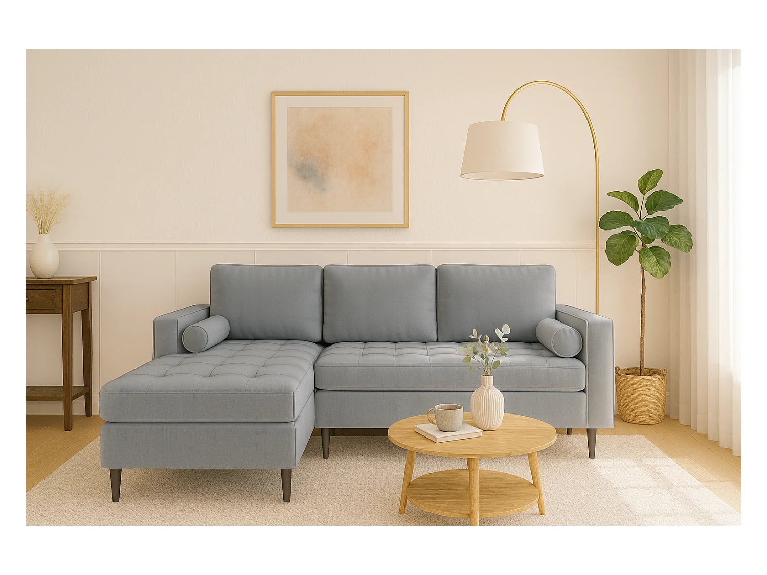 Hoekbank links MONZA met slaapfunctie 246x172 cm – grijs Monolith 85