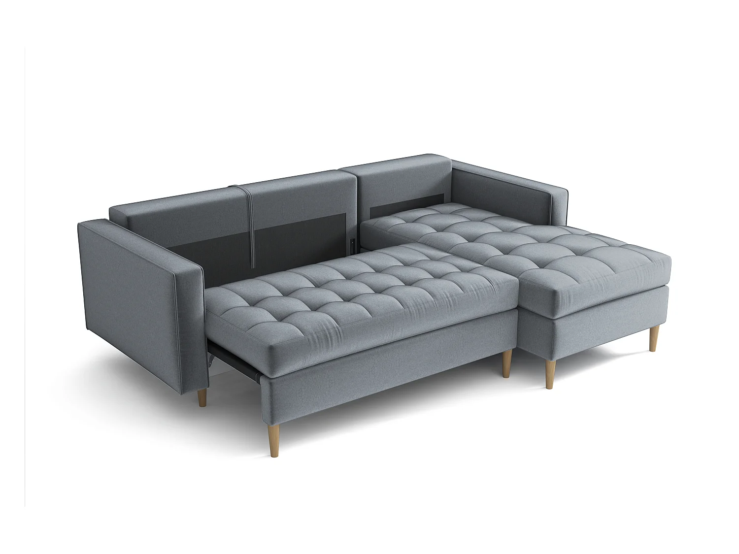 Hoekbank links MONZA met slaapfunctie 246x172 cm – grijs Monolith 85