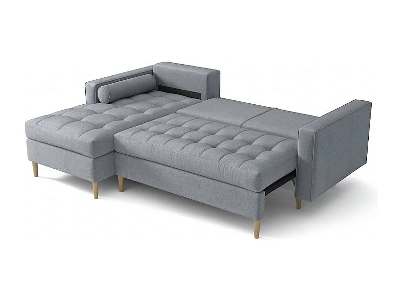 Hoekbank links MONZA met slaapfunctie 246x172 cm – grijs Monolith 85