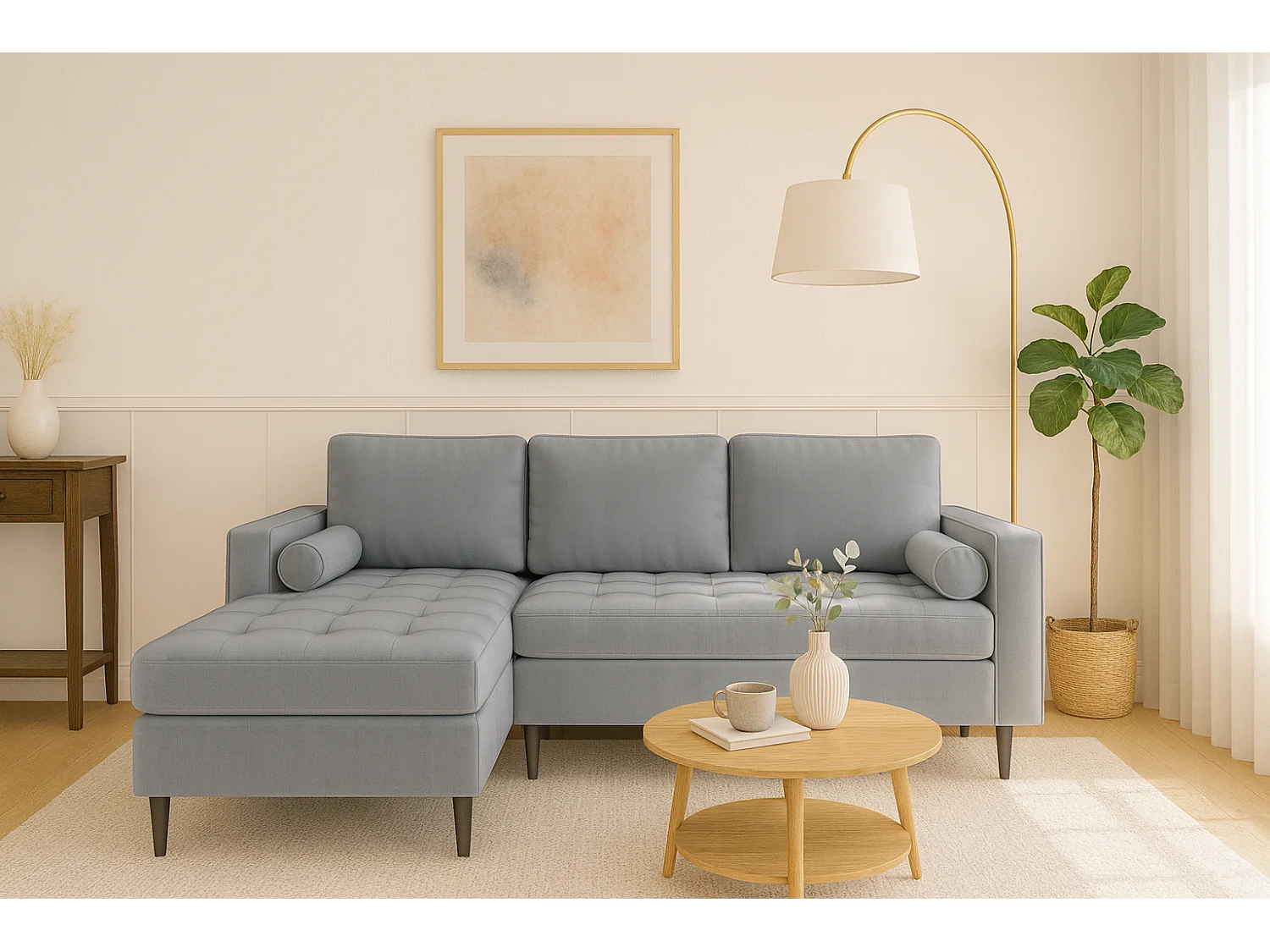 Narożnik lewy rozkładany Monza 246x172 cm z funkcją spania - szary  Monolith 85