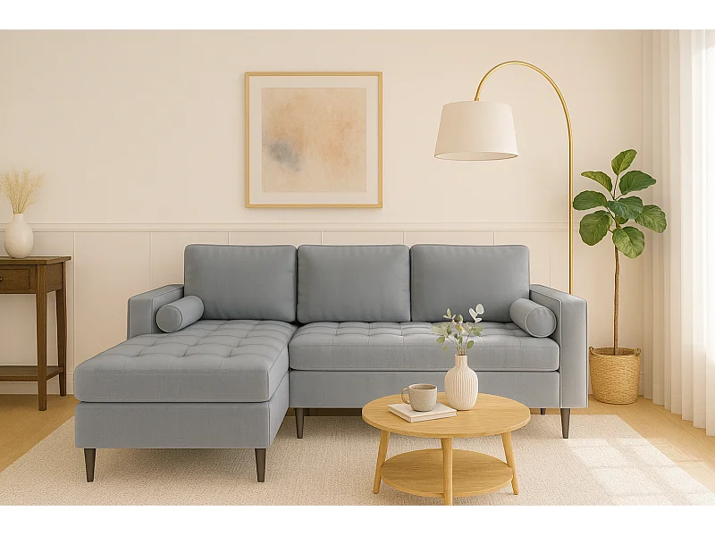 Hoekbank links MONZA met slaapfunctie 246x172 cm – grijs Monolith 85