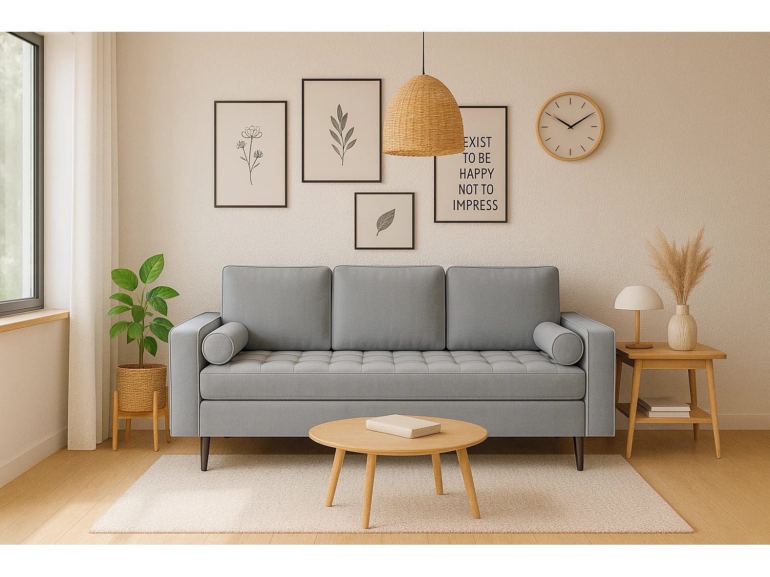 Rozkładana sofa MONZA 225x96x100 cm – szary  Monolith 85