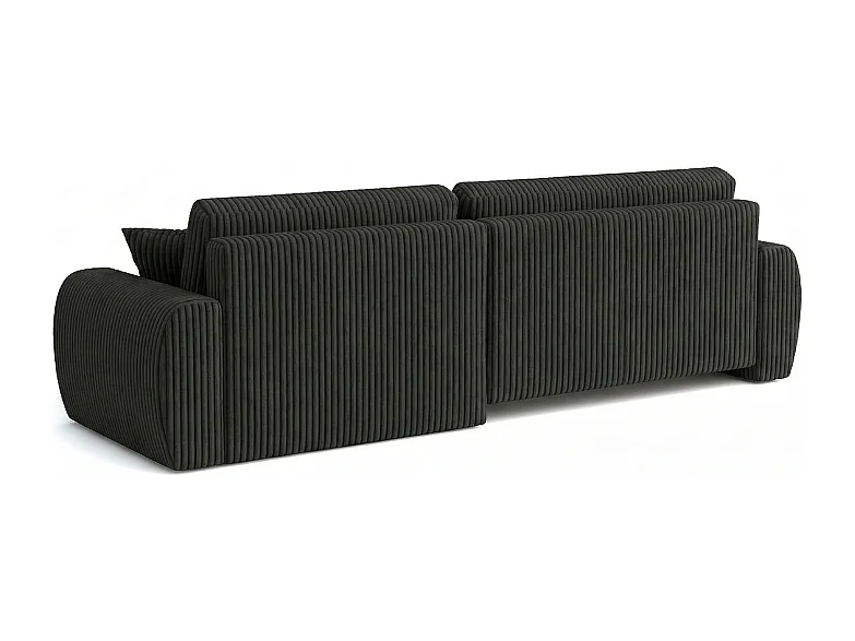 ARIEL L – Rechtse hoekbank met slaapfunctie  250x142x87 cm, stof Velo 19 zwart