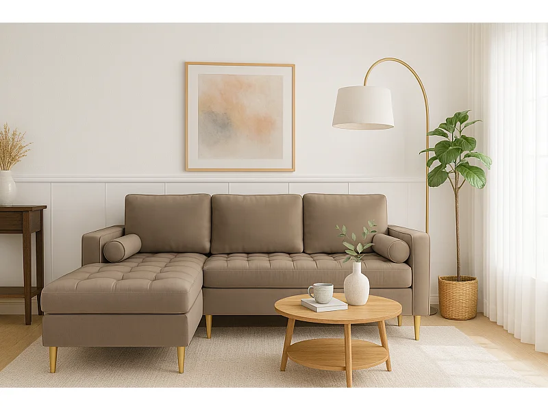 Hoekbank links MONZA met slaapfunctie 246x172 cm –  bruin Monolith 15