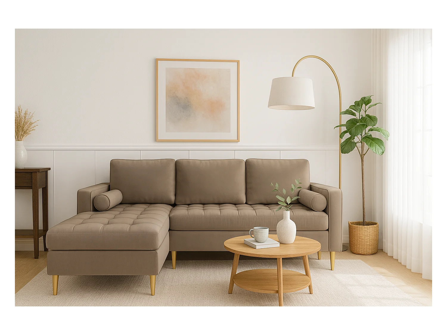 Hoekbank links MONZA met slaapfunctie 246x172 cm –  bruin Monolith 15