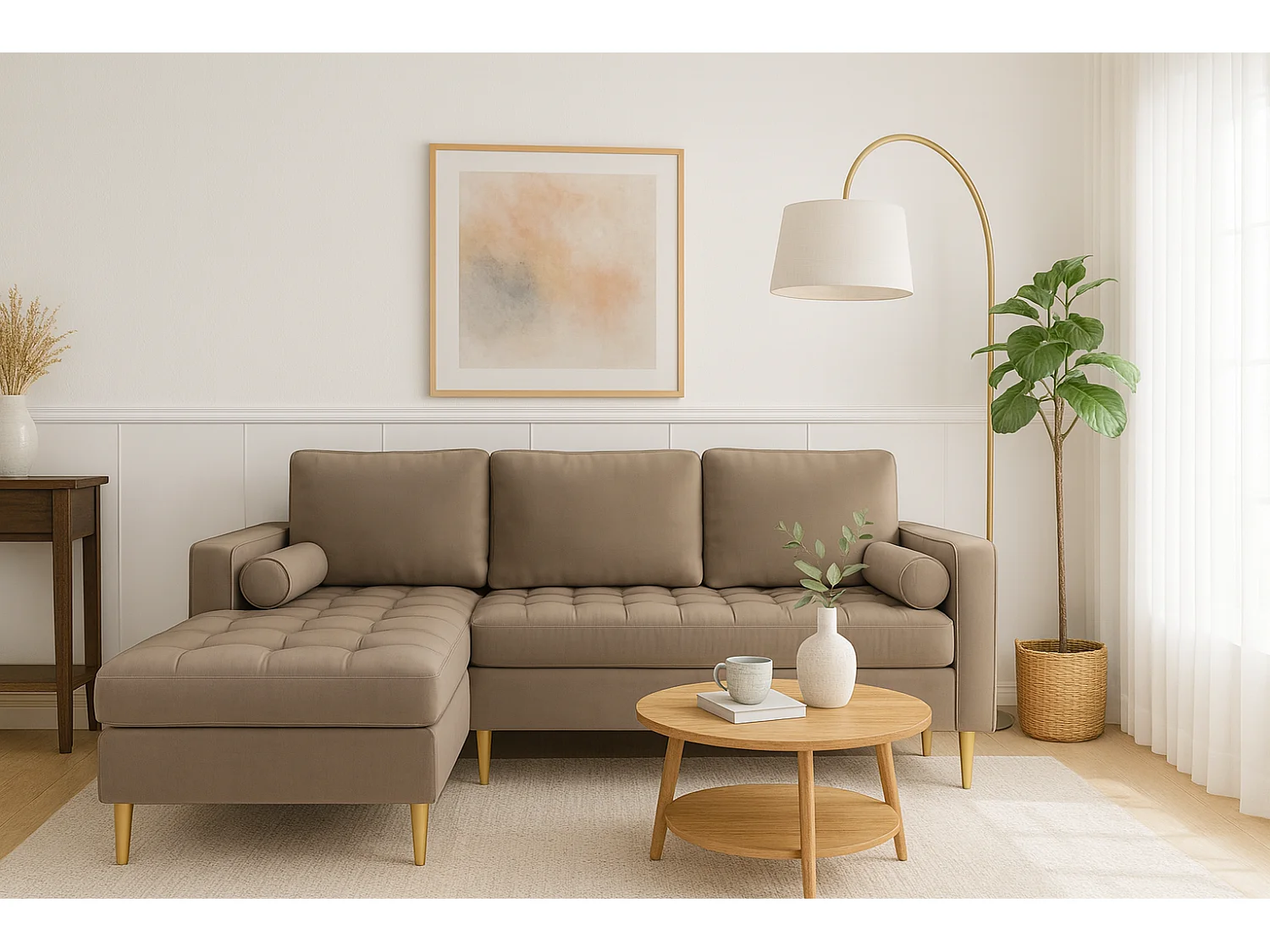 Canapé d’angle gauche convertible MONZA 246x172 cm –  marron Monolith 15