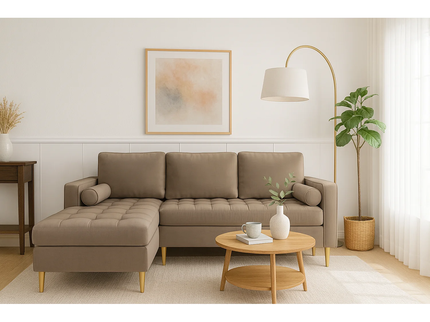 Narożnik lewy rozkładany Monza 246x172 cm z funkcją spania - brązowy Monolith 15