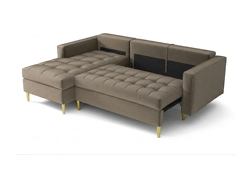 Narożnik lewy rozkładany Monza 246x172 cm z funkcją spania - brązowy Monolith 15