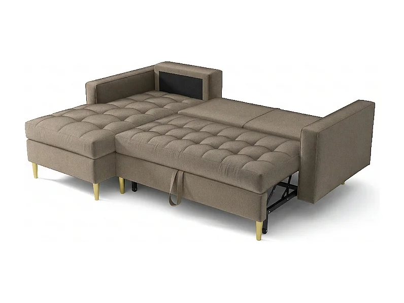 Narożnik lewy rozkładany Monza 246x172 cm z funkcją spania - brązowy Monolith 15