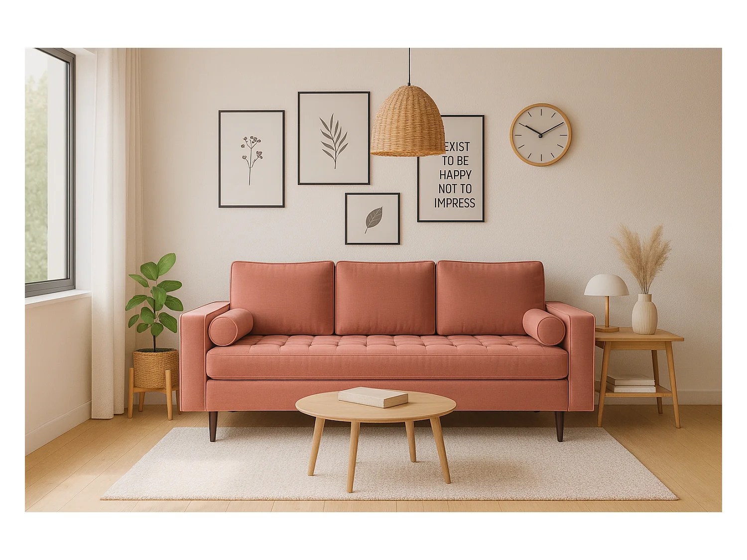 Slaapbank MONZA 225x96x100 cm –  roze  Monolith 63