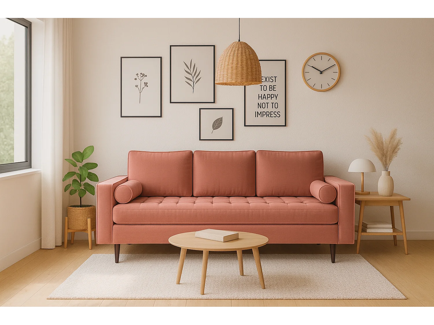 Rozkładana sofa MONZA 225x96x100 cm – różowy Monolith 63