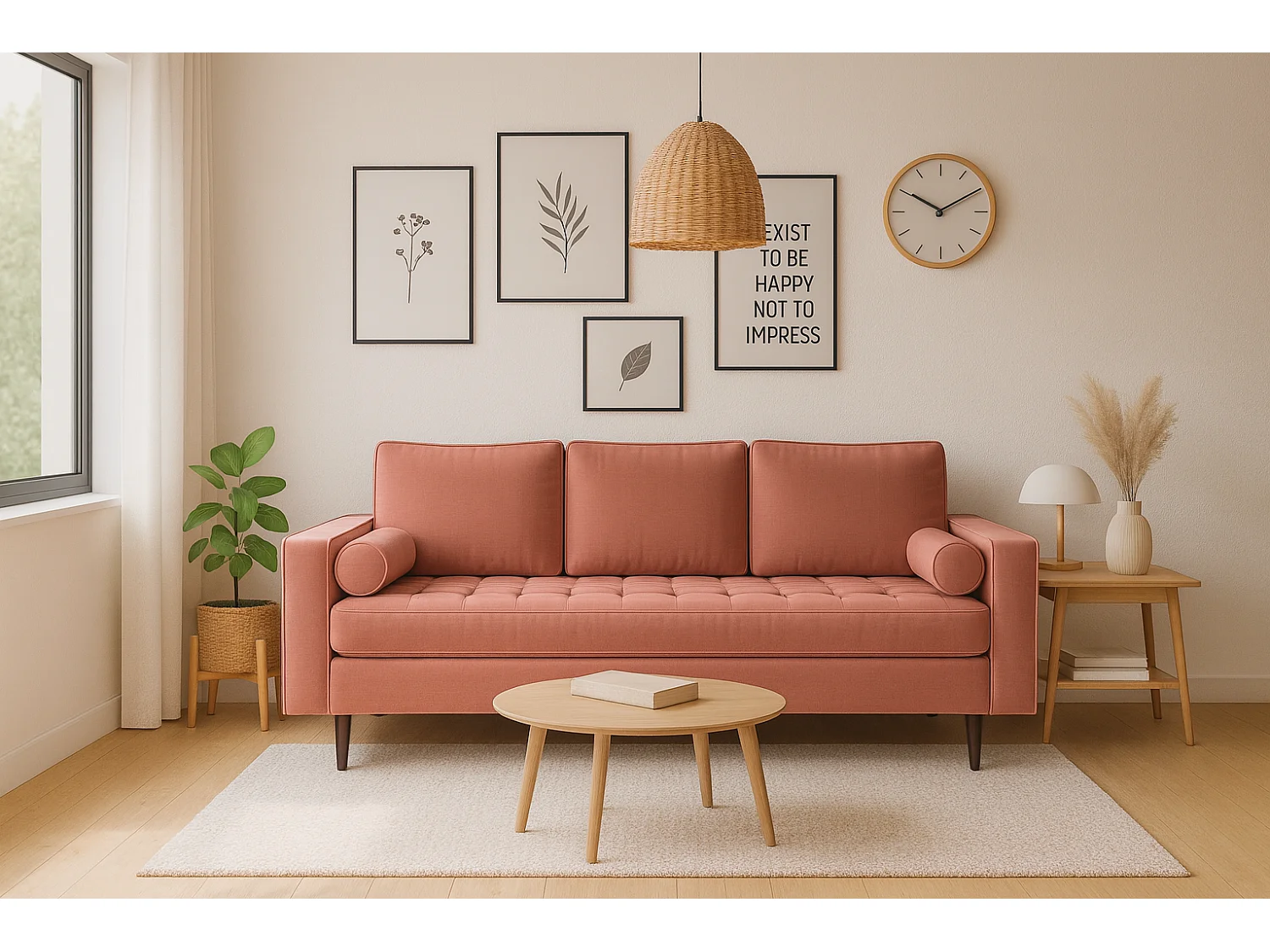 Rozkładana sofa MONZA 225x96x100 cm – różowy Monolith 63