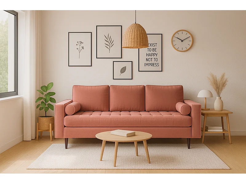 Rozkładana sofa MONZA 225x96x100 cm – różowy Monolith 63