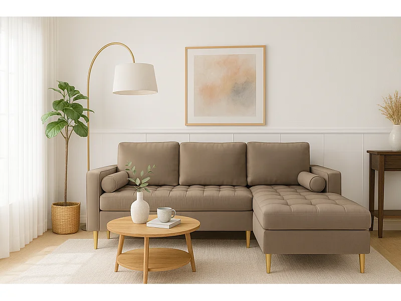 Hoekbank rechts MONZA met slaapfunctie 246x172 cm – bruin Monolith 15